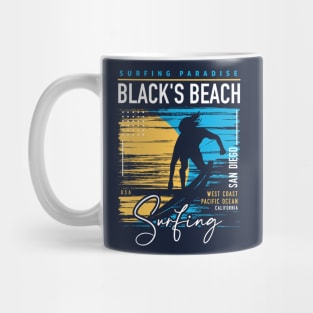 Retro Black's Beach San Diego Surfing // Vintage Surfing // Surfers Paradise Mug